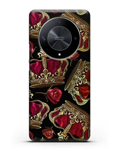 Чехол Золотые короны и красные розы силиконовый для Honor X9b