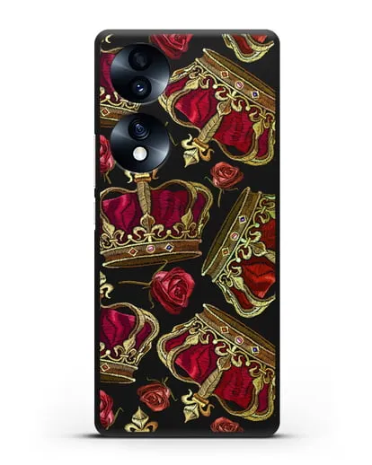 Чехол Золотые короны и красные розы силиконовый для Honor 70