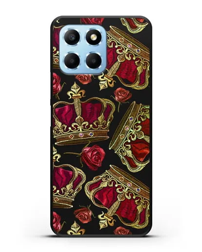 Чехол Золотые короны и красные розы силиконовый для Honor X6