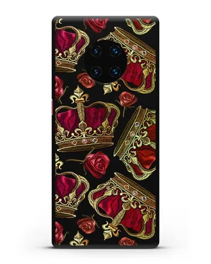 Чехол Золотые короны и красные розы силиконовый для Huawei Mate 30 Pro