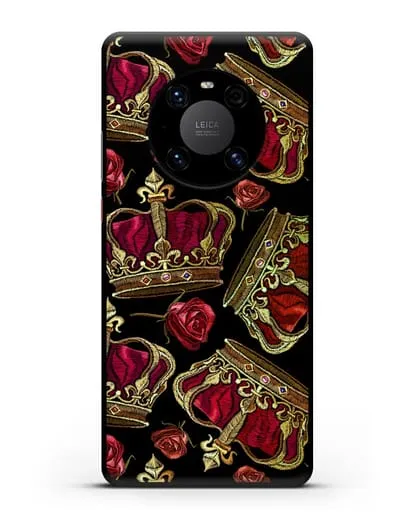 Чехол Золотые короны и красные розы силиконовый для Huawei Mate 40 Pro