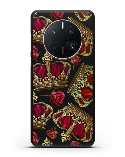 Чехол Золотые короны и красные розы силиконовый для Huawei Mate 50 Pro