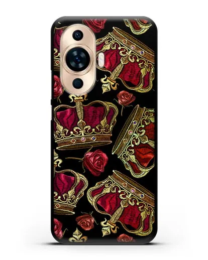 Чехол Золотые короны и красные розы силиконовый для Huawei Nova 11