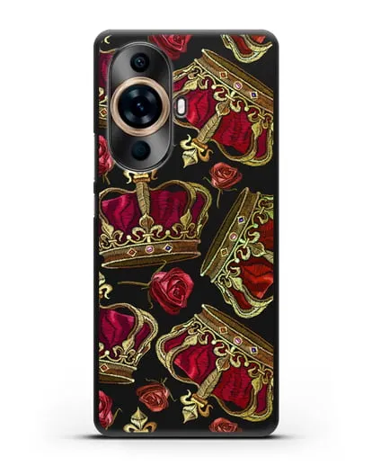 Чехол Золотые короны и красные розы силиконовый для Huawei Nova 11 Pro