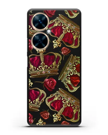 Чехол Золотые короны и красные розы силиконовый для Huawei Nova 11i