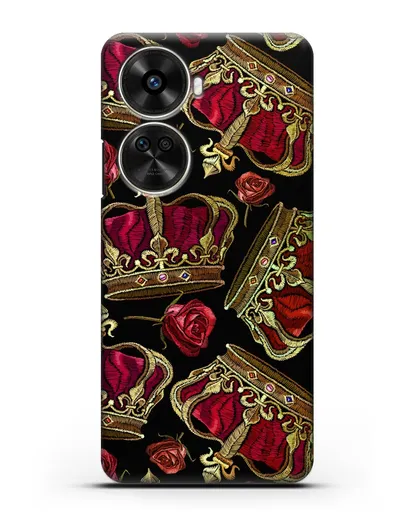Чехол Золотые короны и красные розы силиконовый для Huawei Nova 12 SE