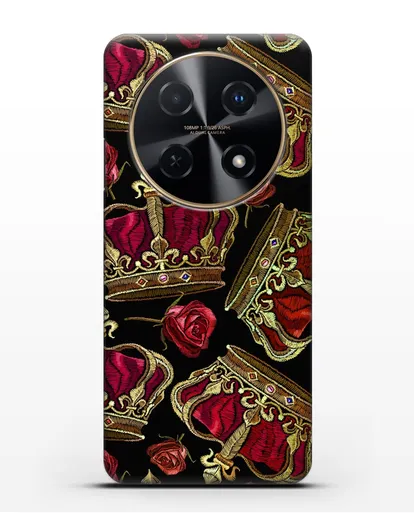 Чехол Золотые короны и красные розы силиконовый для Huawei Nova 12i