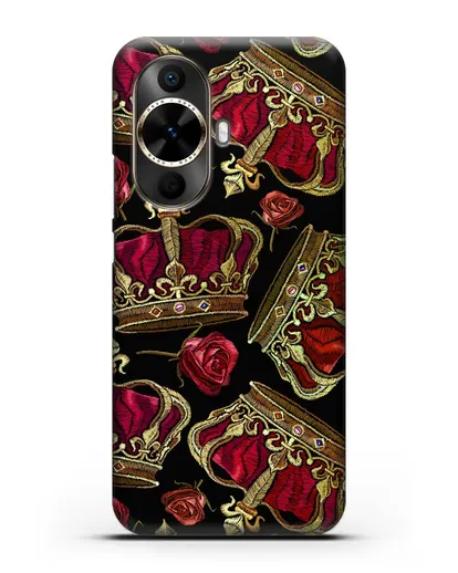 Чехол Золотые короны и красные розы силиконовый для Huawei Nova 12s