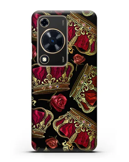 Чехол Золотые короны и красные розы силиконовый для Huawei Nova Y72