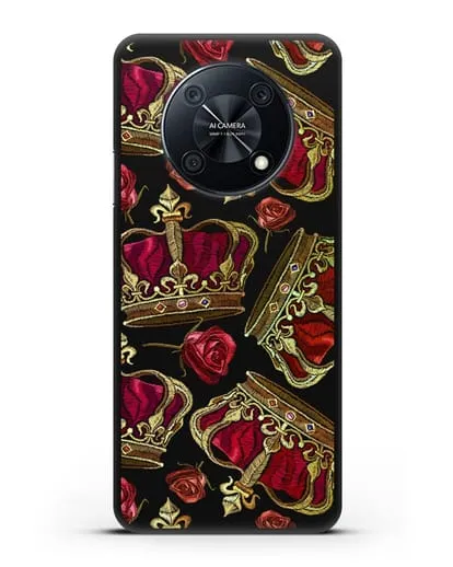 Чехол Золотые короны и красные розы силиконовый для Huawei Nova Y90