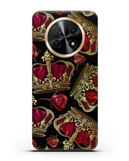 Чехол Золотые короны и красные розы силиконовый для Huawei Nova Y91