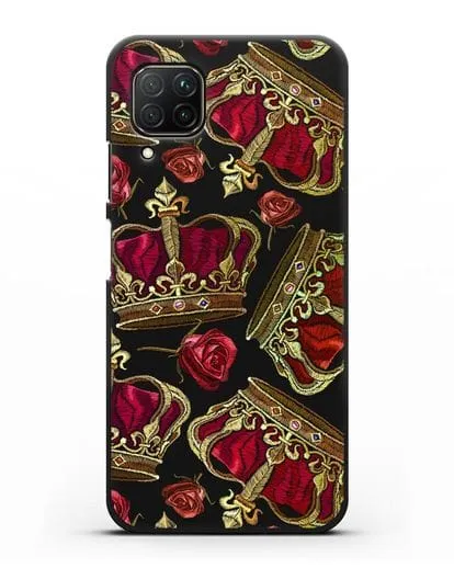 Чехол Золотые короны и красные розы силиконовый для Huawei P40 lite