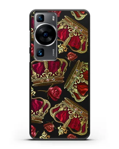 Чехол Золотые короны и красные розы силиконовый для Huawei P60