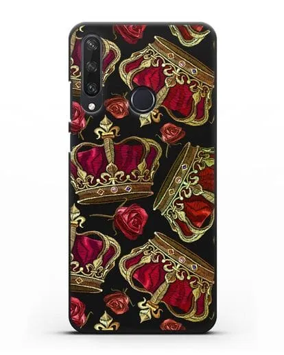 Чехол Золотые короны и красные розы силиконовый для Huawei Y6P