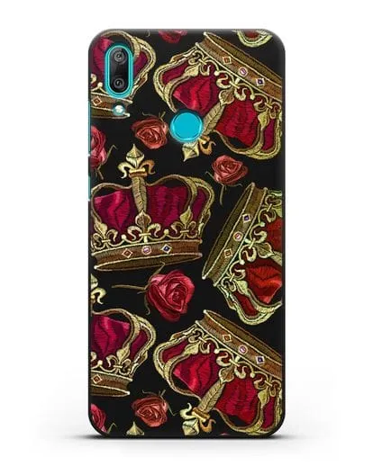 Чехол Золотые короны и красные розы силиконовый для Huawei Y7 2019