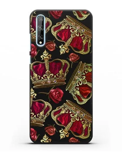 Чехол Золотые короны и красные розы силиконовый для Huawei Y8P