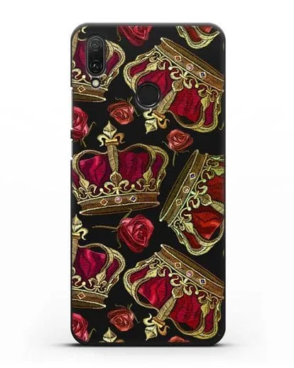 Чехол Золотые короны и красные розы силиконовый для Huawei Y9 2019