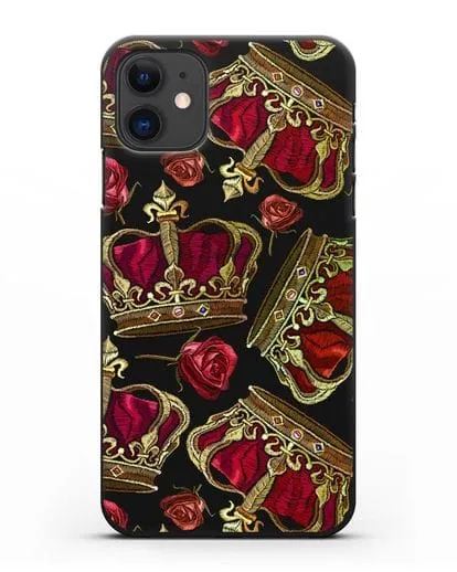 Чехол Золотые короны и красные розы силиконовый для iPhone 11