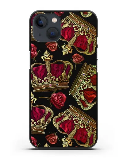 Чехол Золотые короны и красные розы силиконовый для iPhone 13 Mini