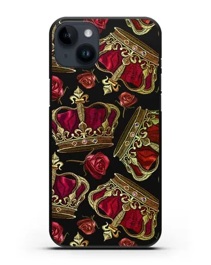 Чехол Золотые короны и красные розы силиконовый для iPhone 14 Plus