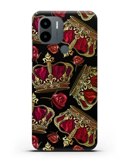 Чехол Золотые короны и красные розы силиконовый для Xiaomi Poco C51