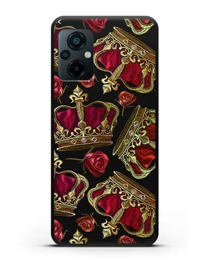 Чехол Золотые короны и красные розы силиконовый для Xiaomi Poco M5