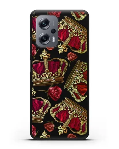 Чехол Золотые короны и красные розы силиконовый для Xiaomi Poco X4 GT