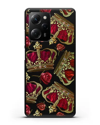 Чехол Золотые короны и красные розы силиконовый для Xiaomi Poco X5 Pro