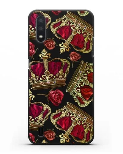 Чехол Золотые короны и красные розы силиконовый для Samsung Galaxy A01 [SM-A015F]