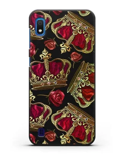 Чехол Золотые короны и красные розы силиконовый для Samsung Galaxy A10 [SM-A105F]