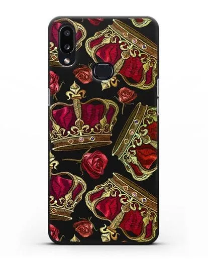 Чехол Золотые короны и красные розы силиконовый для Samsung Galaxy A10s [SM-F107F]