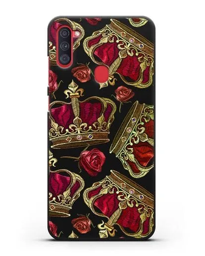 Чехол Золотые короны и красные розы силиконовый для Samsung Galaxy A11 [SM-A115F]