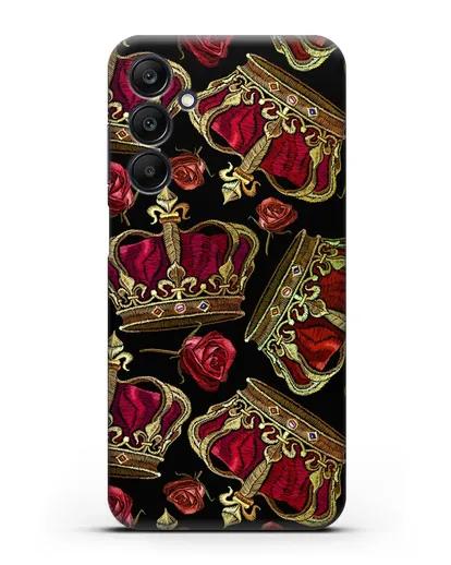 Чехол Золотые короны и красные розы силиконовый для Samsung Galaxy A15 [SM-A155]