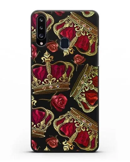 Чехол Золотые короны и красные розы силиконовый для Samsung Galaxy A20s [SM-A207FN]