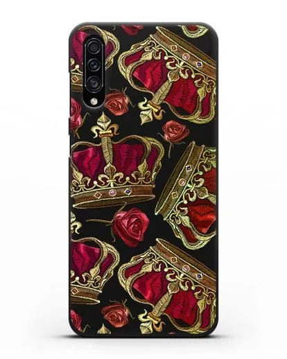 Чехол Золотые короны и красные розы силиконовый для Samsung Galaxy A30s [SM-A307FN]