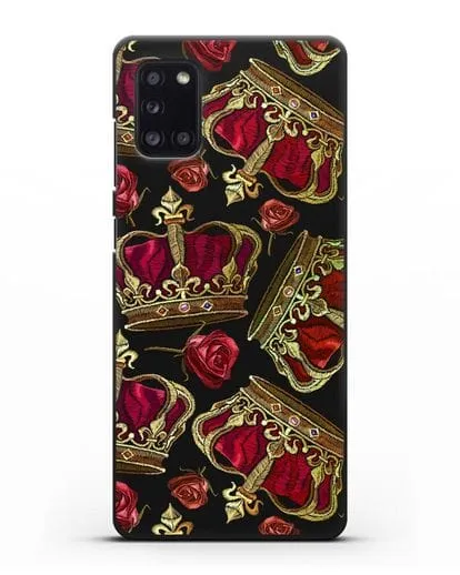 Чехол Золотые короны и красные розы силиконовый для Samsung Galaxy A31 [SM-A315F]
