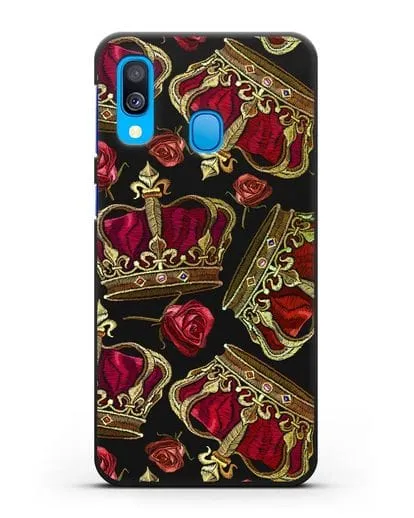 Чехол Золотые короны и красные розы силиконовый для Samsung Galaxy A40 [SM-A405F]