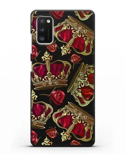 Чехол Золотые короны и красные розы силиконовый для Samsung Galaxy A41 [SM-A415F]