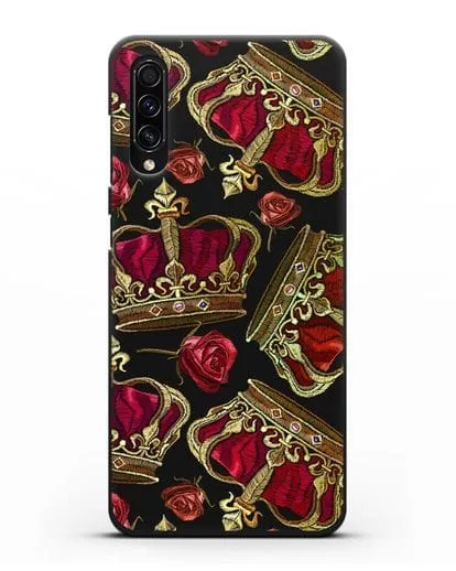 Чехол Золотые короны и красные розы силиконовый для Samsung Galaxy A50s [SM-F507FN]
