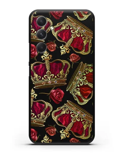 Чехол Золотые короны и красные розы силиконовый для Samsung Galaxy A54 [SM-A536]