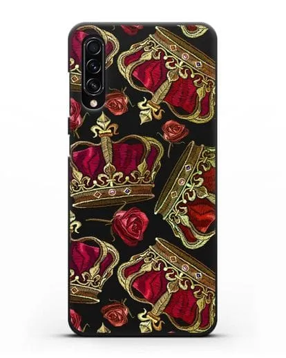 Чехол Золотые короны и красные розы силиконовый для Samsung Galaxy A70s [SM-A707F]