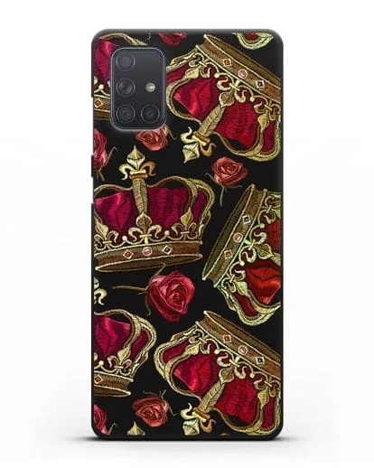Чехол Золотые короны и красные розы силиконовый для Samsung Galaxy A71 [SM-A715F]