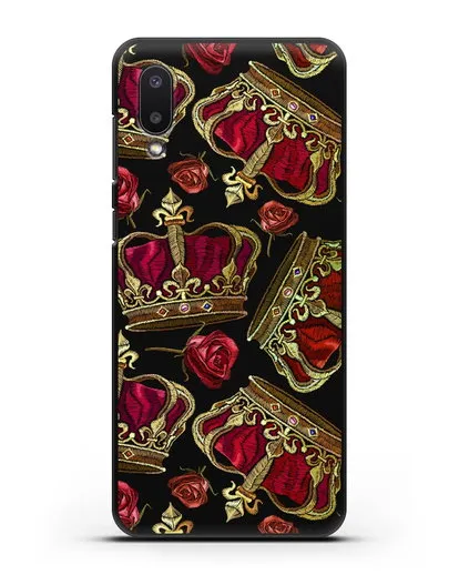 Чехол Золотые короны и красные розы силиконовый для Samsung Galaxy A02 [SM-A022G]
