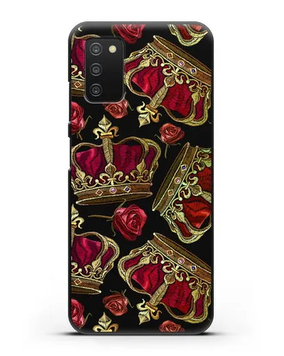 Чехол Золотые короны и красные розы силиконовый для Samsung Galaxy A03S [SM-A037F]