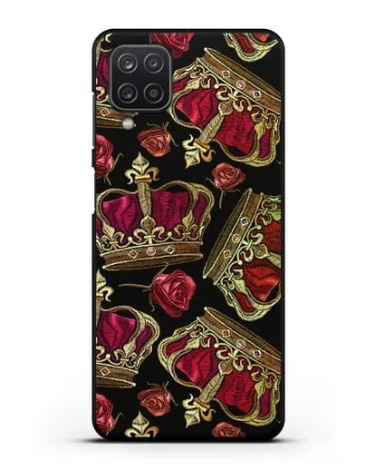 Чехол Золотые короны и красные розы силиконовый для Samsung Galaxy A12 [SM-A125F]
