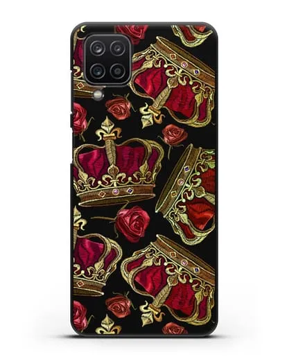 Чехол Золотые короны и красные розы силиконовый для Samsung Galaxy A12s [SM-A127F]