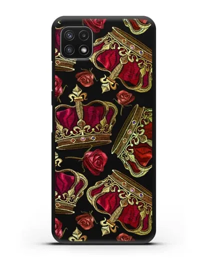 Чехол Золотые короны и красные розы силиконовый для Samsung Galaxy A22s [A226B]