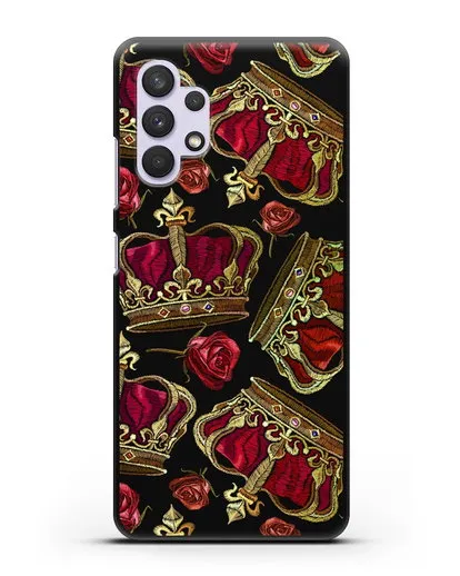 Чехол Золотые короны и красные розы силиконовый для Samsung Galaxy A32 5G [SM-A326B]