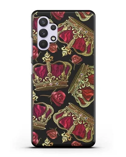 Чехол Золотые короны и красные розы силиконовый для Samsung Galaxy A32 4G [SM-A325F]