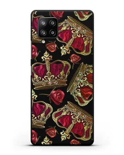 Чехол Золотые короны и красные розы силиконовый для Samsung Galaxy A42 [SM-A426B]